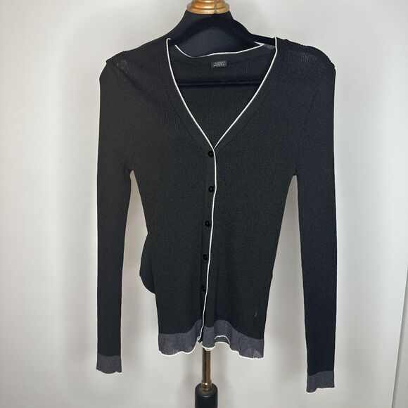 LOVE SEX MONEY Italy VINTAGE 90s Sweater Black Minimalist Stretch Top Sheer M - Picture 13 of 13